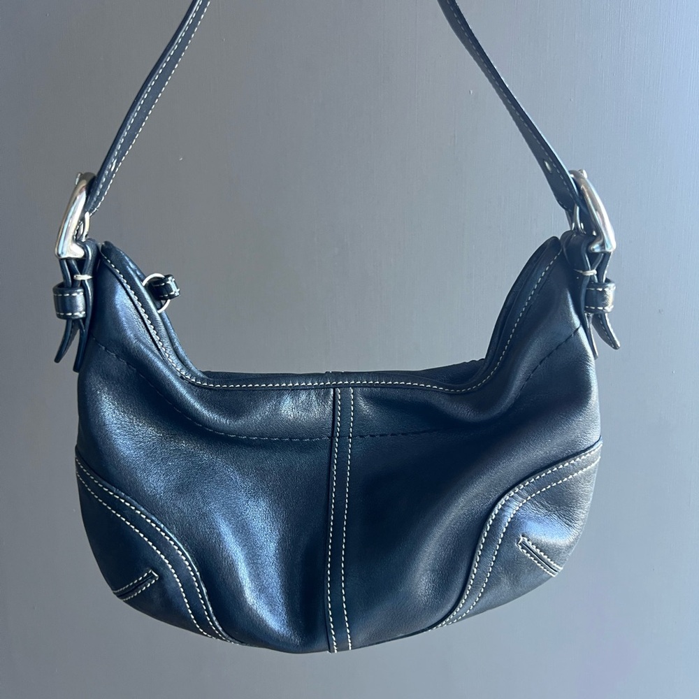 Coach Black Leather Soho Mini Hobo Bag Y2K